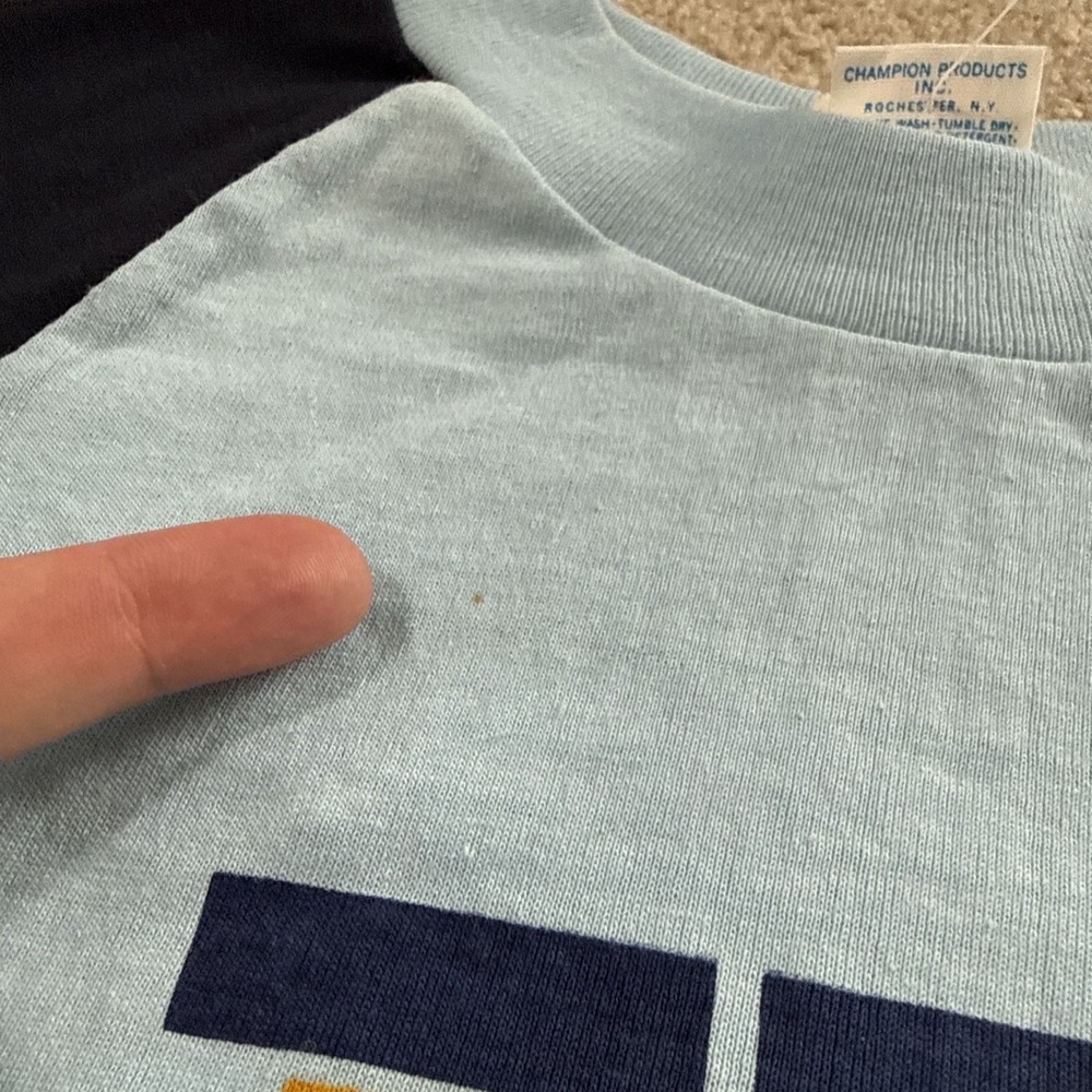 Vintage 70s Blue Bar Champion Tennessee Tech TTU Jersey Shirt Blue L USA - Picture 8 of 9